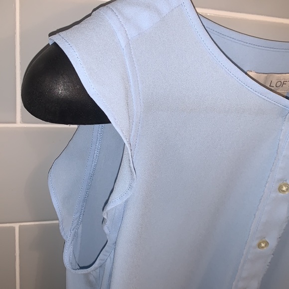 Pale Blue Flutter Sleeve LOFT Blouse - Picture 5 of 14
